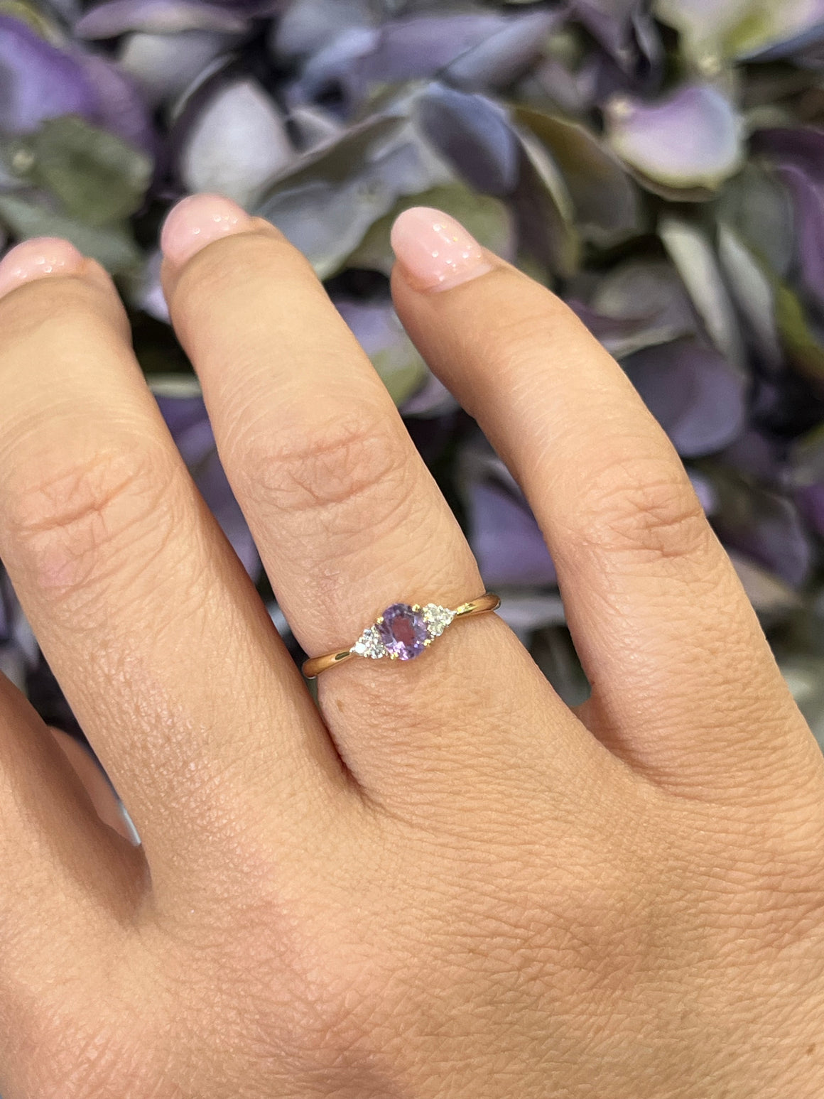 Amethyst and Diamond Ring in 9ct Yellow Gold