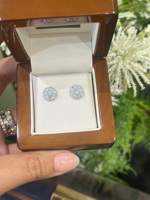 Aquamarine Daisy Studs in 9ct White Gold