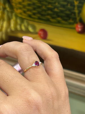 Rhodalite Garnet and Diamond Ring in 9ct Yellow Gold