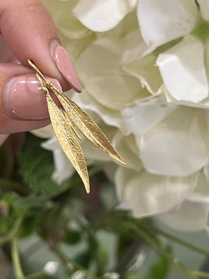 Diamond Leaf Earrings in 18ct Yellow Gold