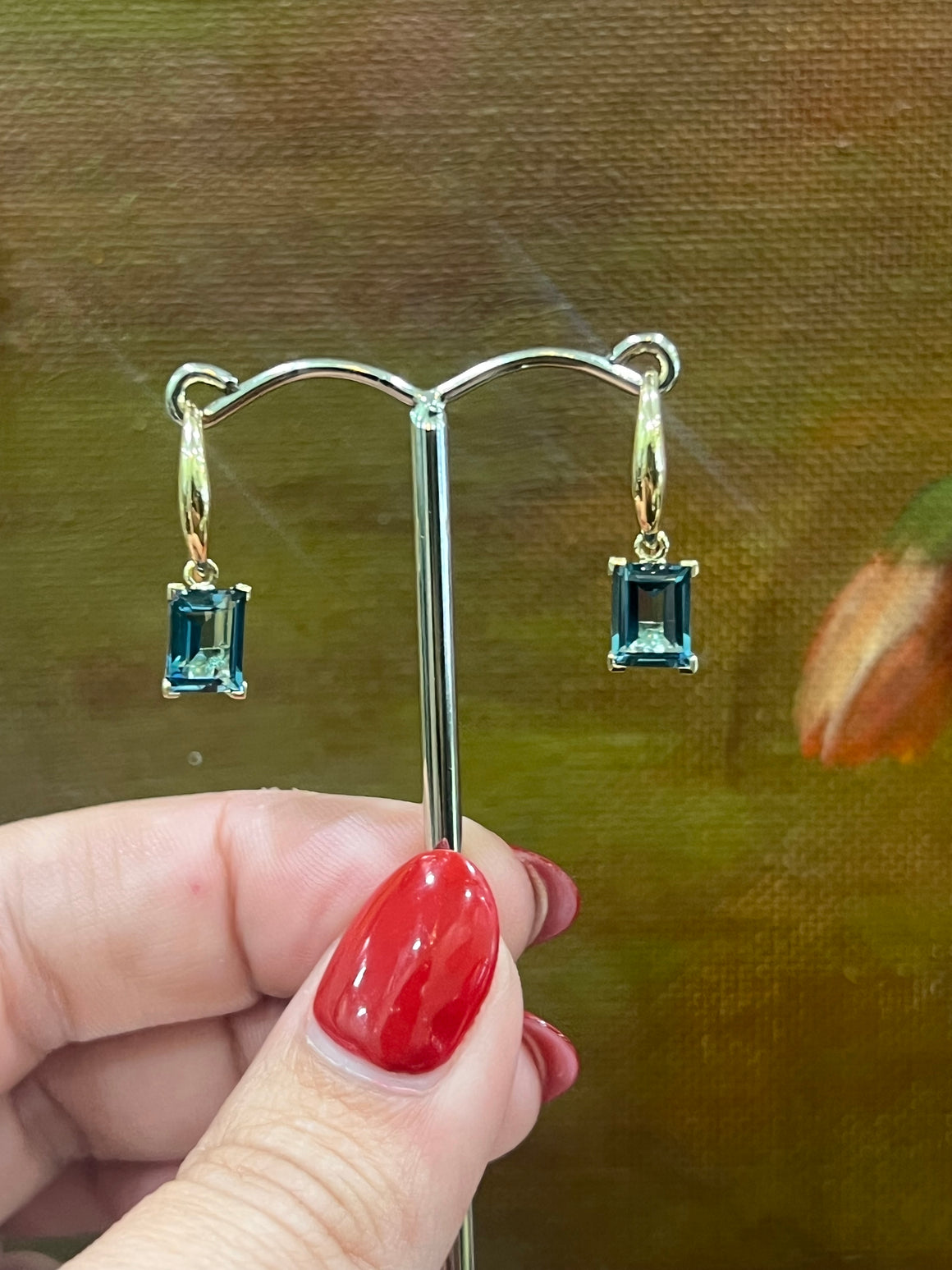 London Blue Topaz Earrings in 9ct Yellow Gold