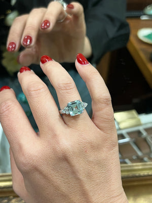 Aquamarine and Diamond Ring in 18ct White Gold