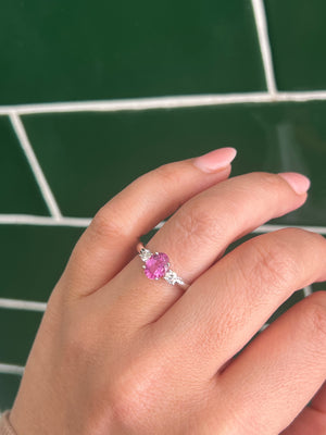 Pink Sapphire and Diamond Ring in 18ct White Gold