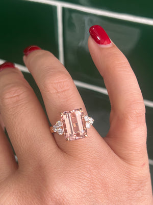 Morganite and Diamond Ring in 18ct Rose Gold