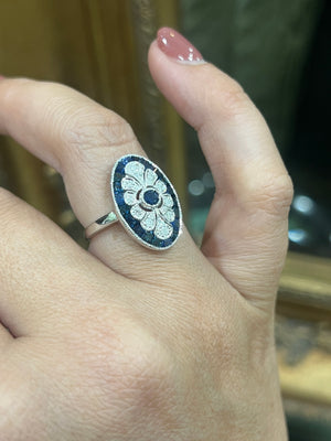 Australian Sapphire and Diamond Ring in 9ct White Gold