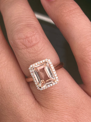 Morganite and Diamond Ring in 18ct Rose Gold