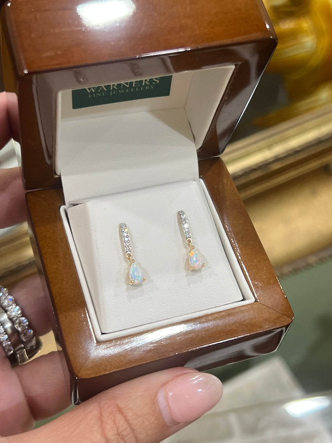 Opal and Diamond Earrings in 9ct Yellow Gold