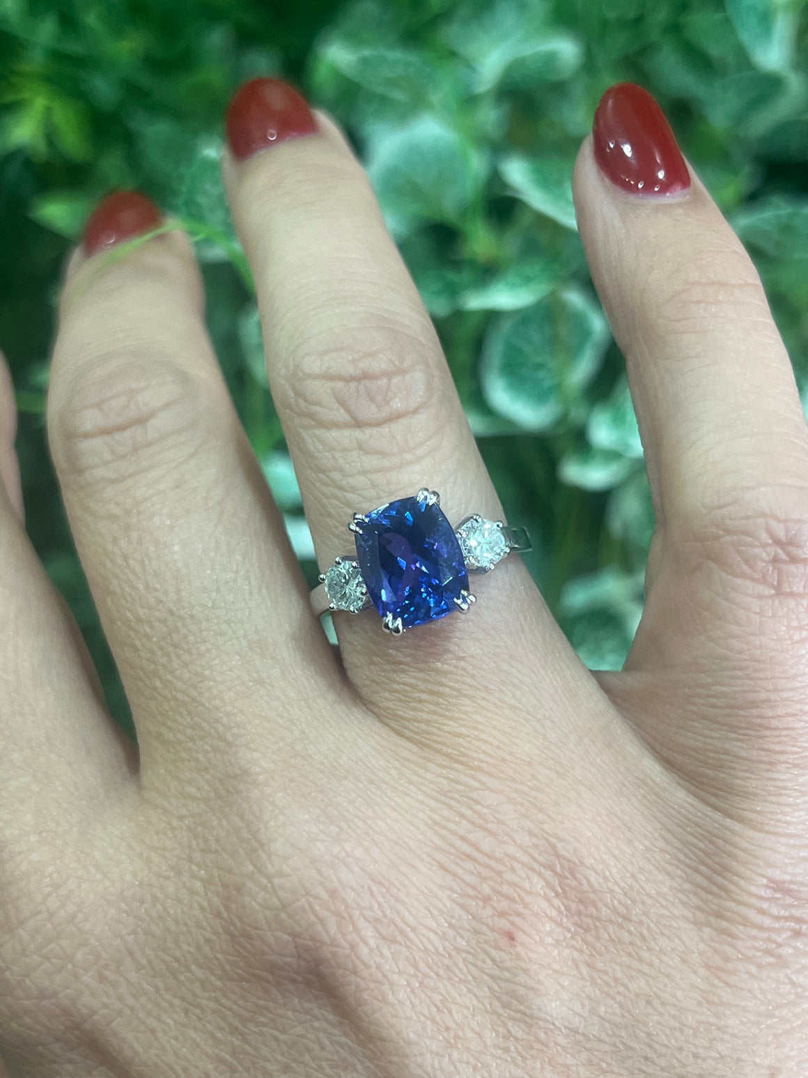 Tanzanite and Diamond Ring in 18ct White Gold