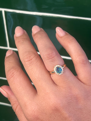 Opal and Diamond Ring in 9ct Yellow Gold