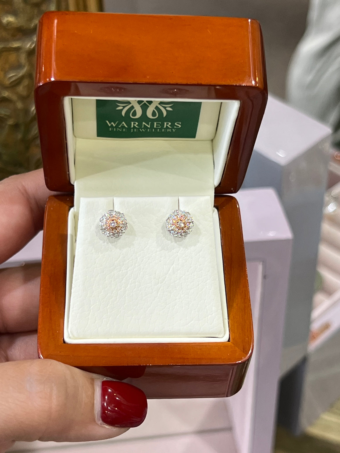 Pink Diamond Studs in 18ct Gold