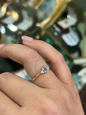 Sky Blue Topaz and Diamond Ring in 9ct Yellow Gold