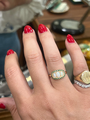 Opal and Emerald Ring in 9ct Yellow Gold