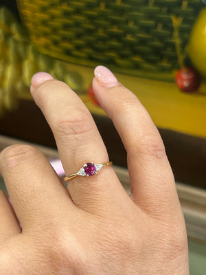 Rhodalite Garnet and Diamond Ring in 9ct Yellow Gold