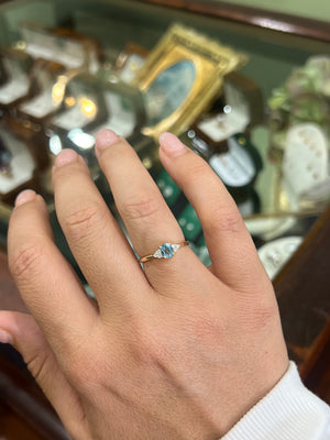 Sky Blue Topaz and Diamond Ring in 9ct Yellow Gold