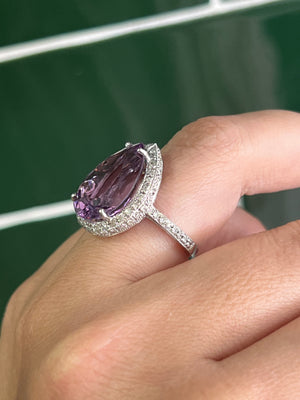 Lavender Amethyst and Diamond Ring in 18ct White Gold
