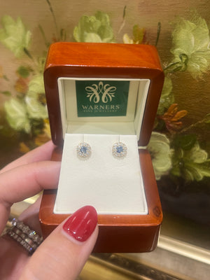 Sapphire and Diamond Studs in 9ct Yellow Gold