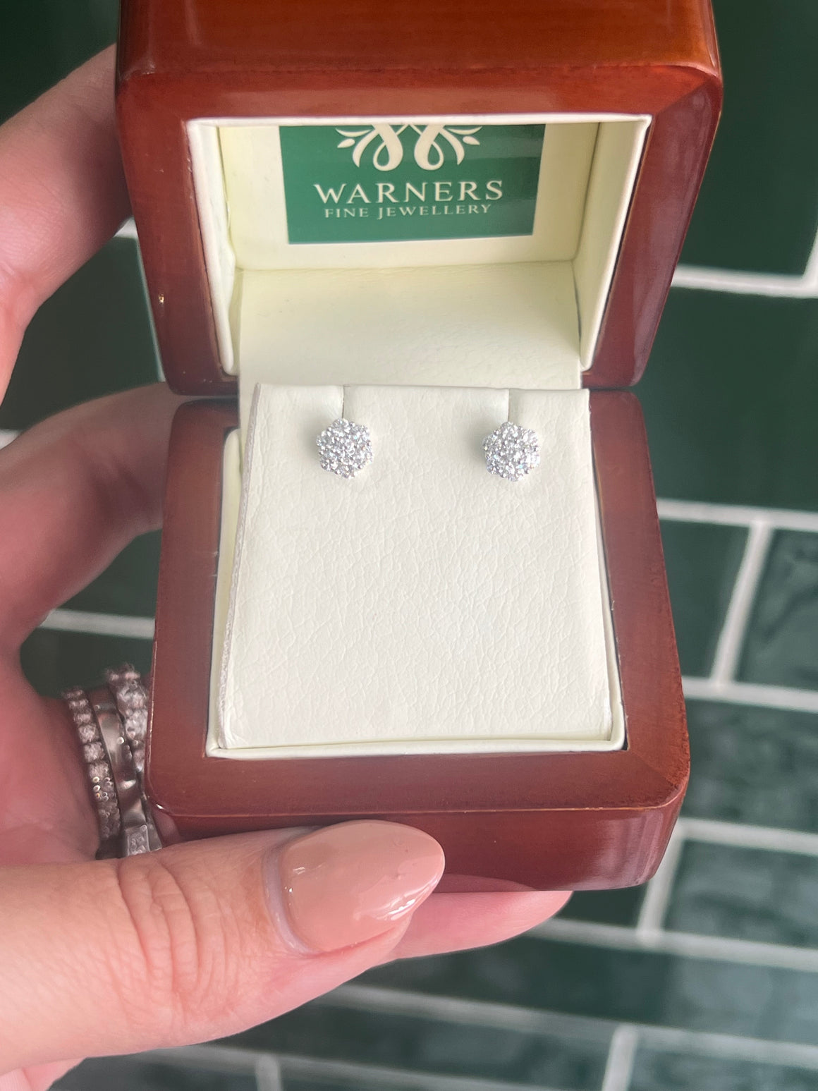 Diamond Daisy Stud Earrings in 18ct White Gold