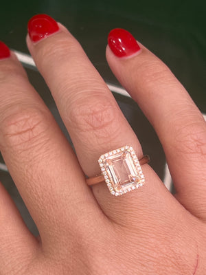 Morganite and Diamond Ring in 18ct Rose Gold