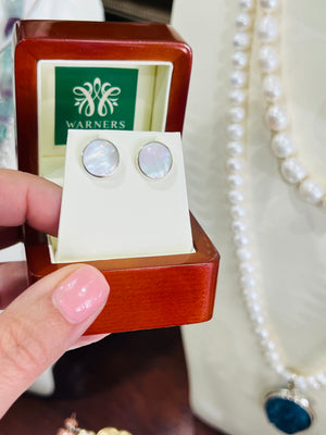 Mother of Pearl Studs in Sterling Silver - 10mm