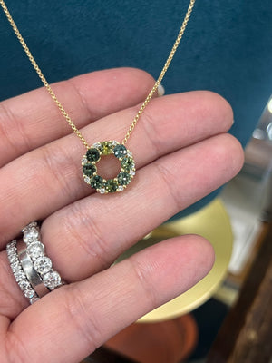 Australian Sapphire and Diamond Necklace in 18ct Yellow Gold