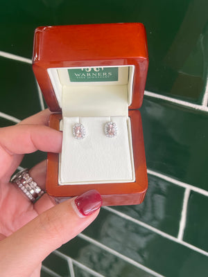 Morganite Diamond Studs in 18ct White Gold