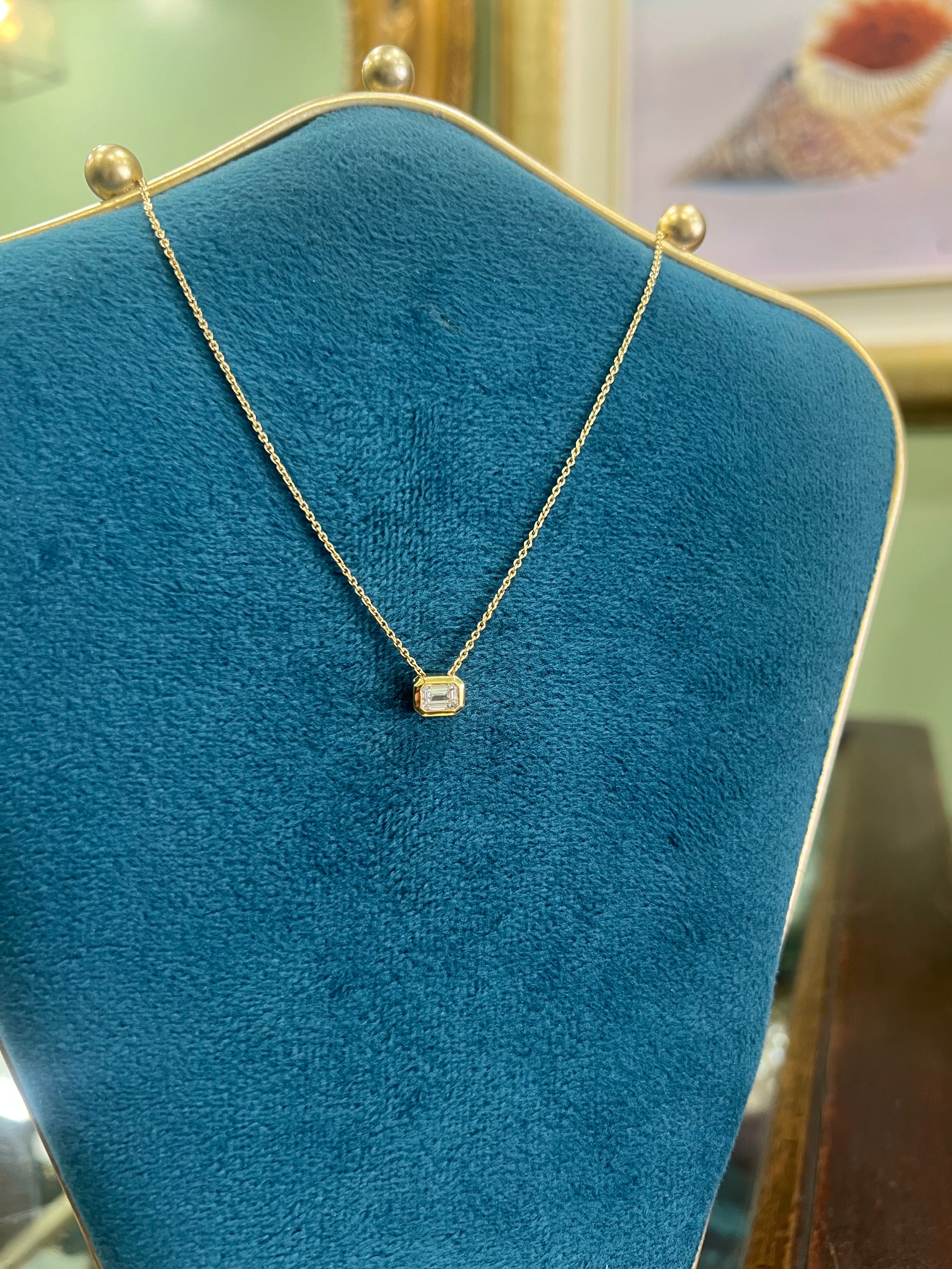 Diamond Necklace ~ Emerald Cut 0.50 carat in 18ct Yellow Gold