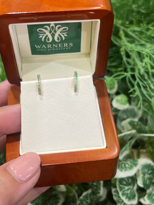 Emerald Huggies in 9ct Yellow Gold - Petite