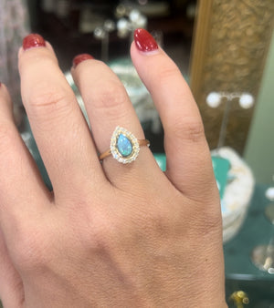 Opal and Diamond Ring in 9ct Yellow Gold