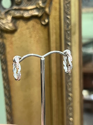 Pink Argyle Diamond Huggies in 18ct White and Rose Gold