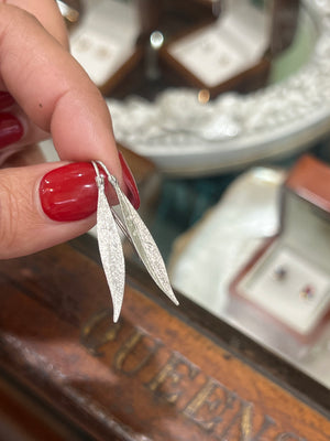 Gum Leaf Diamond Earrings in 18ct White Gold