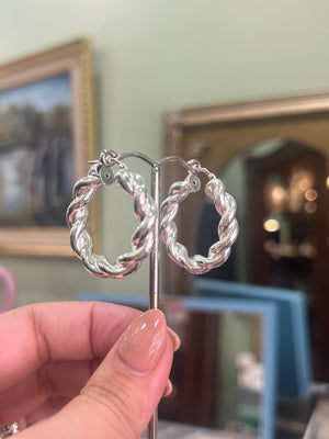 Twisted Hoop Earrings in Sterling Silver