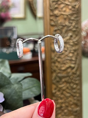 Diamond Huggies in 18ct White Gold