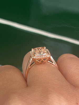Morganite and Diamond Ring in 18ct Rose Gold