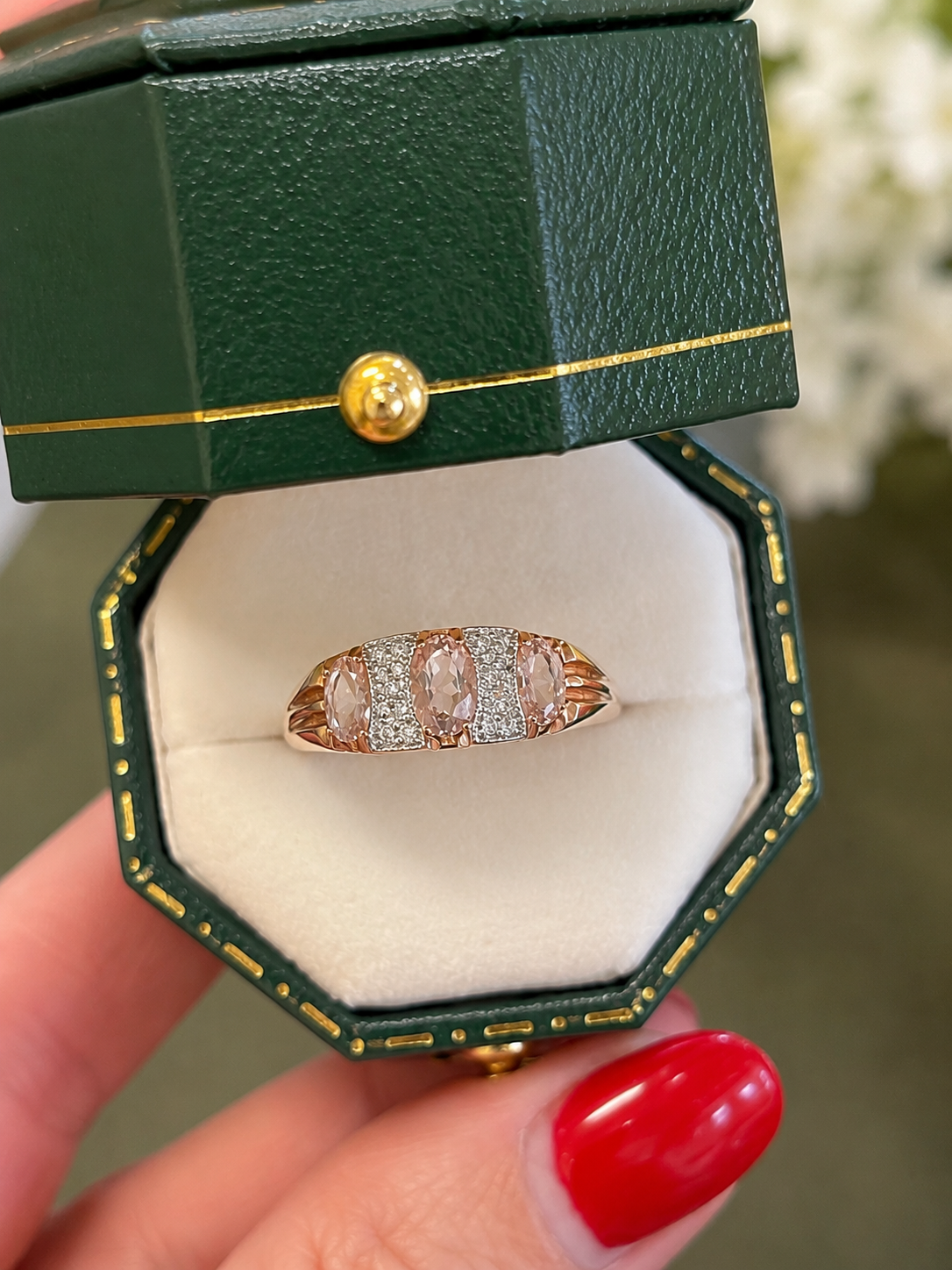 Morganite and Diamonds in Rose Gold