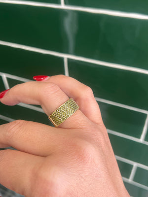 Green Tourmaline Ring in 9ct Yellow Gold