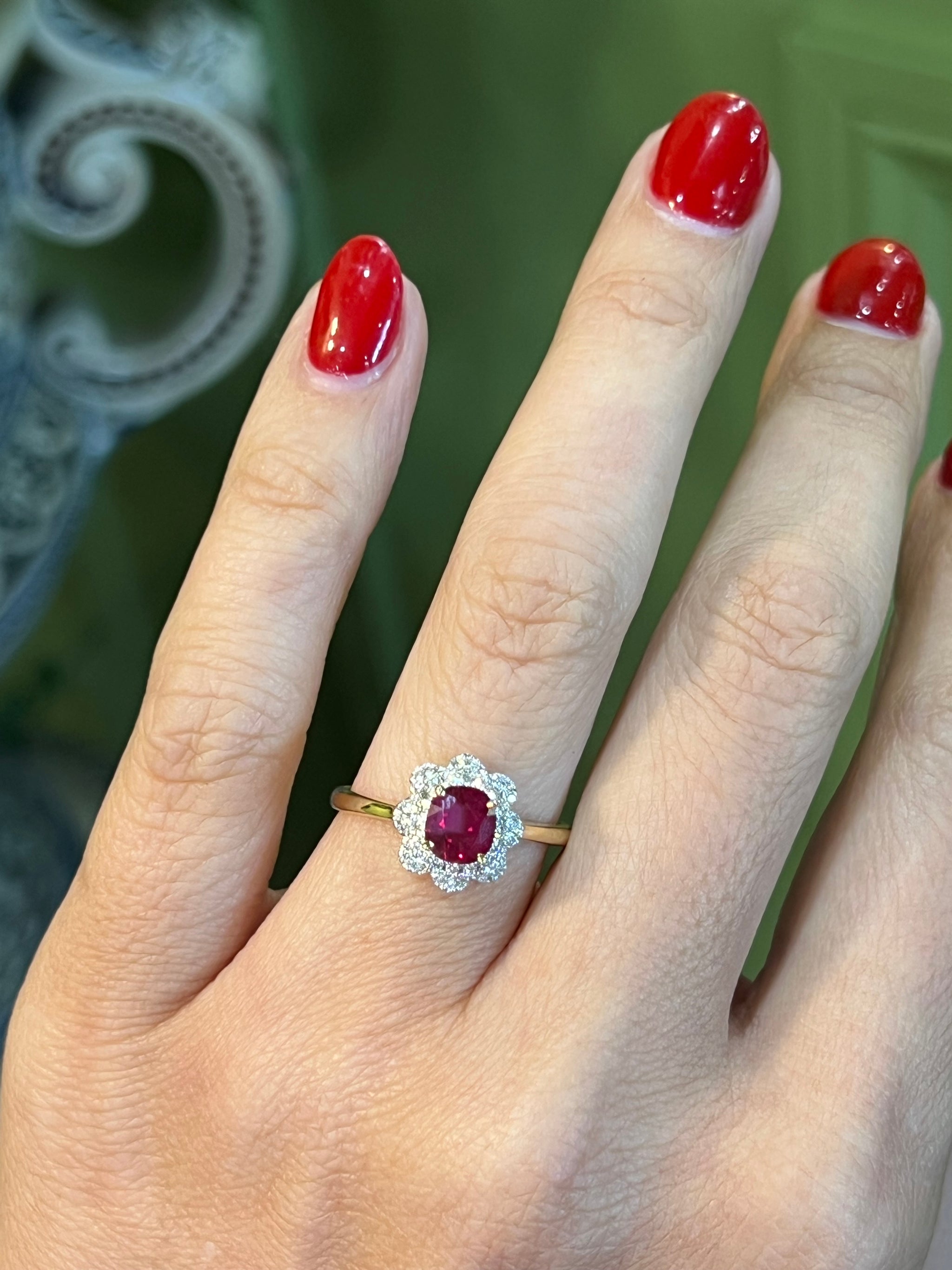 Ruby and Diamond Ring in 18ct Yellow Gold