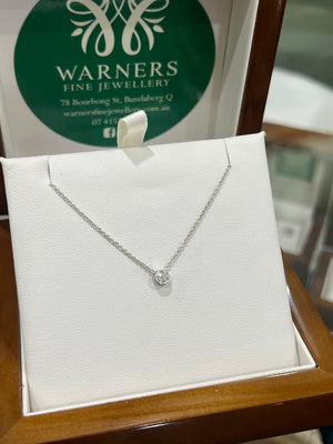 Floating Diamond Necklace in 9ct White Gold (0.10ct)