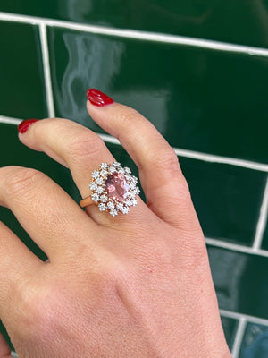 Pink Tourmaline and Diamond Ring in 18ct Rose Gold