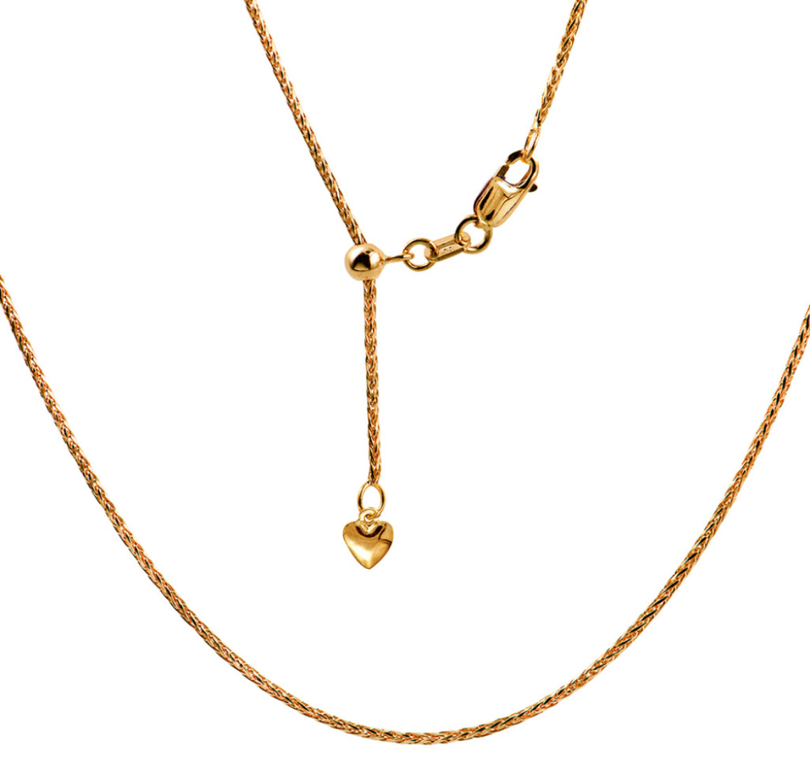 Italian Slider Wheat Chain in Yellow Gold