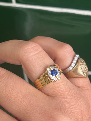Ceylon Sapphire and Diamond Ring in 18ct Yellow Gold