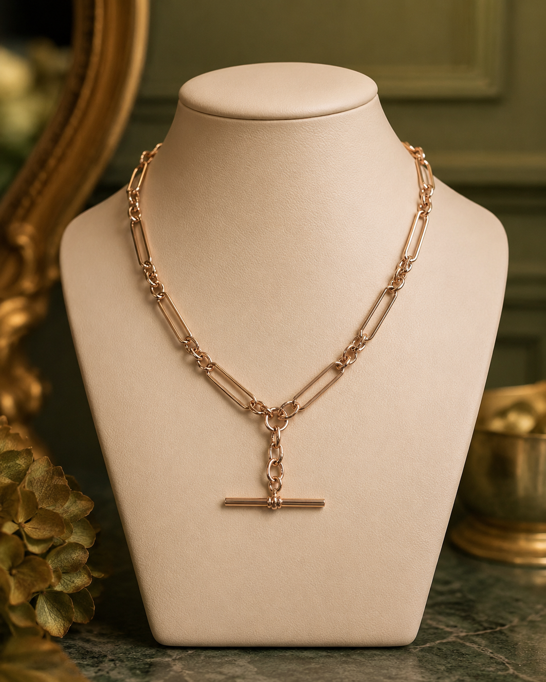 Heritage Fob Link Necklace in 9ct Rose Gold