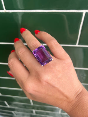 Purple Amethyst Cocktail Ring in Sterling Silver