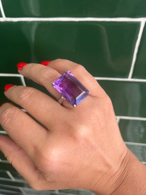 Purple Amethyst Cocktail Ring in Sterling Silver