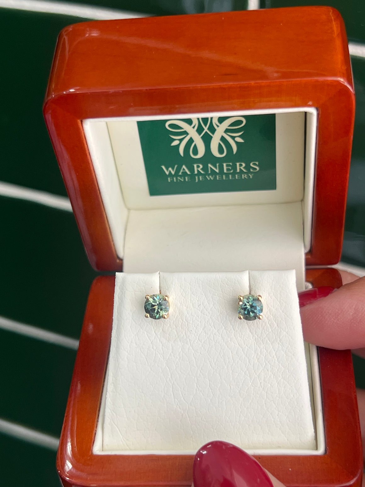 Australian Parti Sapphire Earrings in Yellow Gold