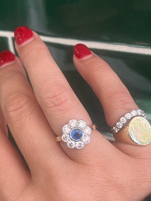 Sapphire and Diamond Daisy Ring in 18ct Gold