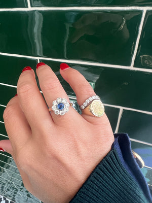 Sapphire and Diamond Daisy Ring in 18ct Gold