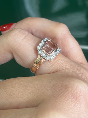 Morganite and Diamond Ring in 18ct Rose Gold