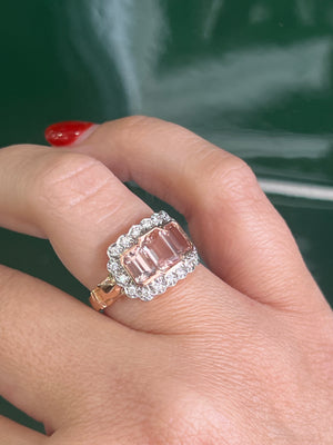Morganite and Diamond Ring in 18ct Rose Gold