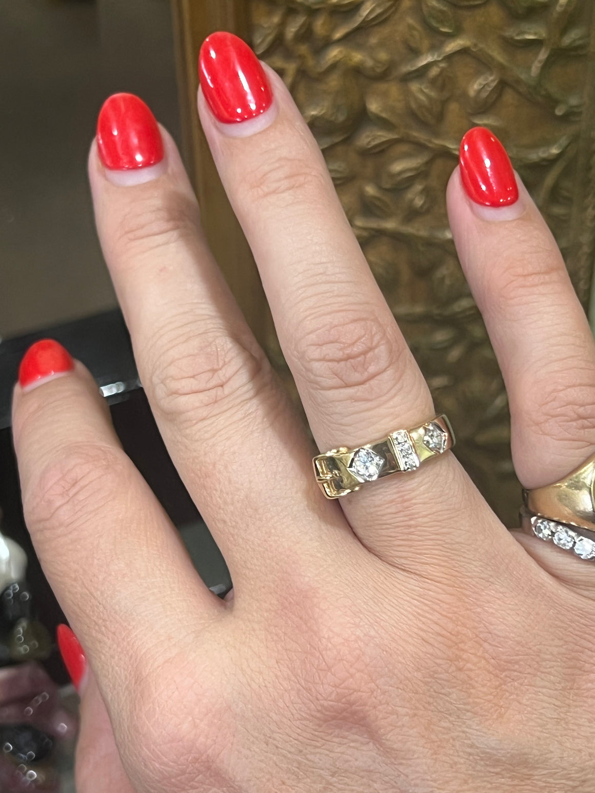 Diamond Buckle Ring in 9ct Yellow Gold