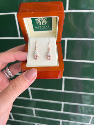 Morganite and Diamond Earrings in Rose Gold